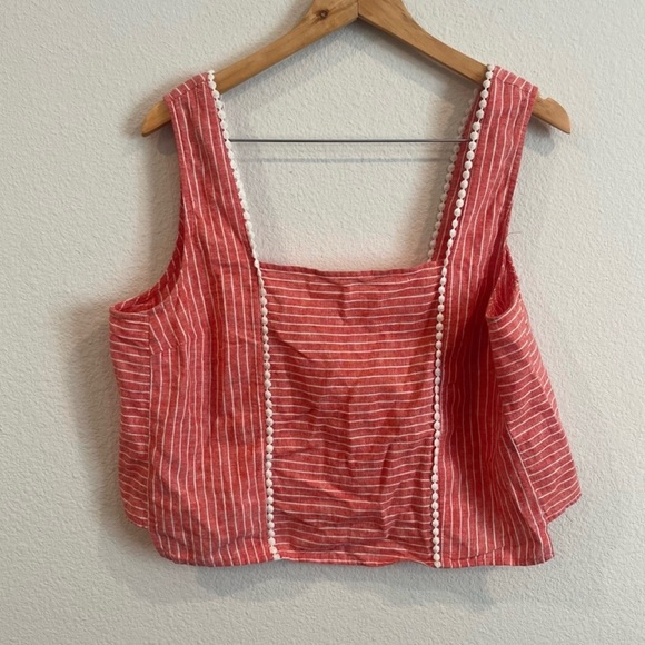 Marine Layer Stella red stripe linen blend crop tank size X-Large - Picture 6 of 6
